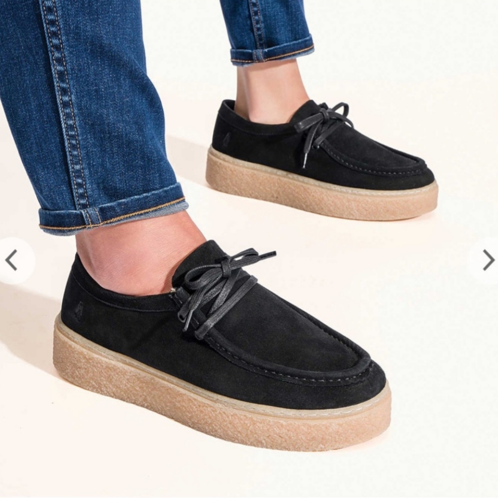 HUSH PUPPIES Bridget Black Suede Platform Sneakers Size 10 NEW